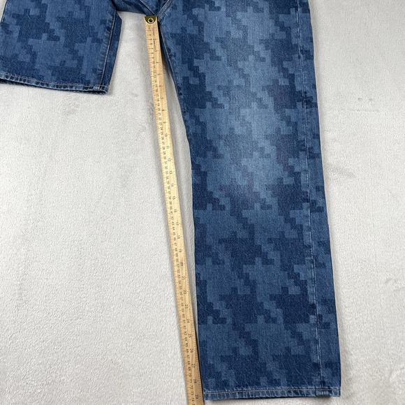 Gap x Dap Harlem Jeans Mens 32x29 Baggy Blue Houndstooth Pattern Y2K Skater Rare - Picture 7 of 10